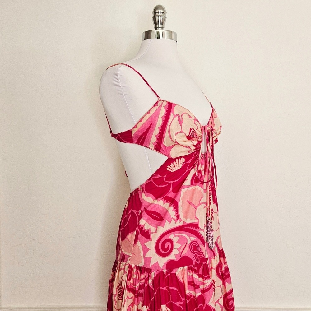 FARM Rio Pink and Cream Floral Tie-Front Maxi Dress - Picture 8 of 16